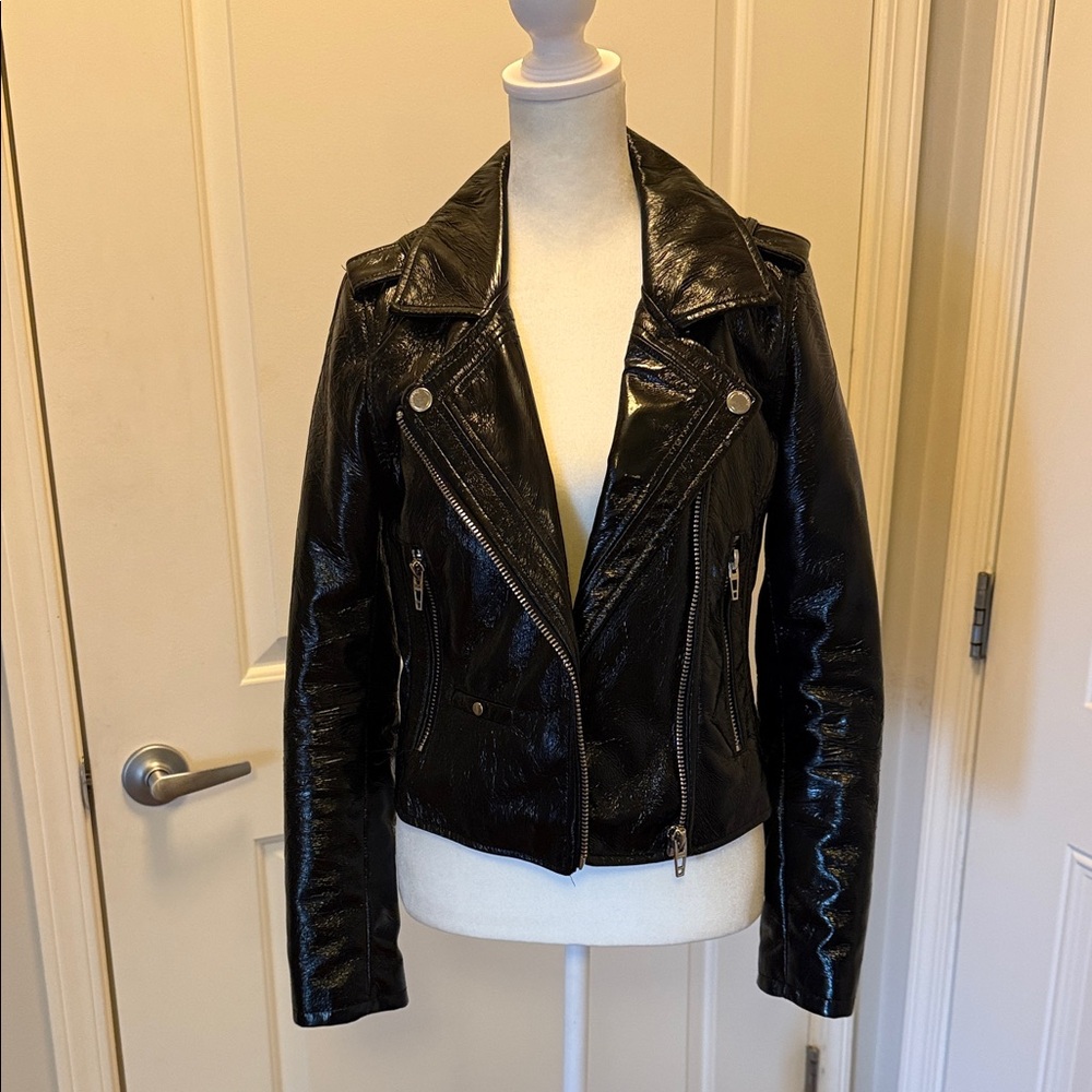 Blank NYC Shiny Black Leather Jacket